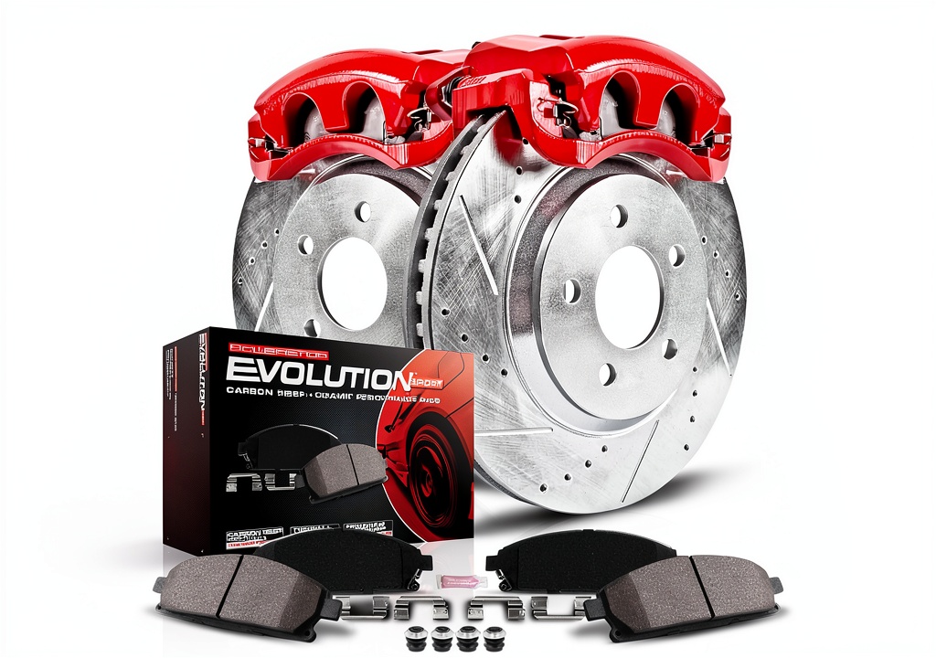 Installing Power Stop Z23 Evolution Sport Brake Upgrade Kit on a garage workbench
