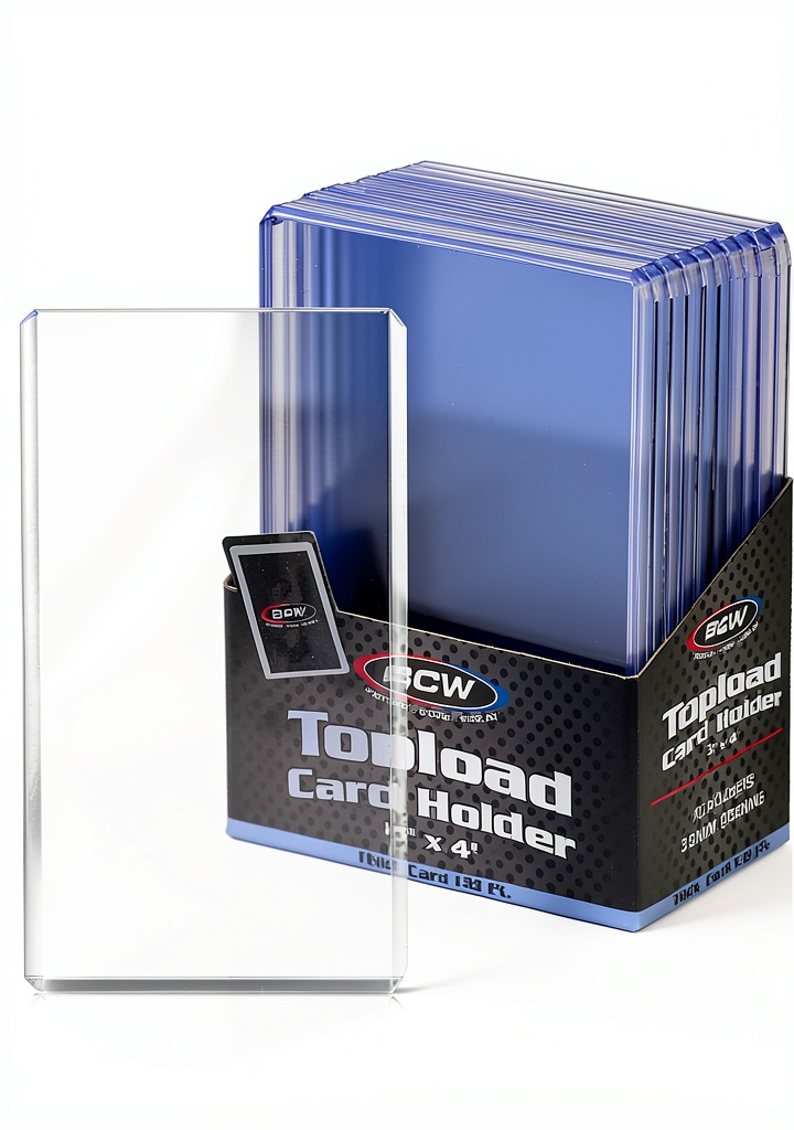 BCW clear sleeve holding a sports jersey and trading cards