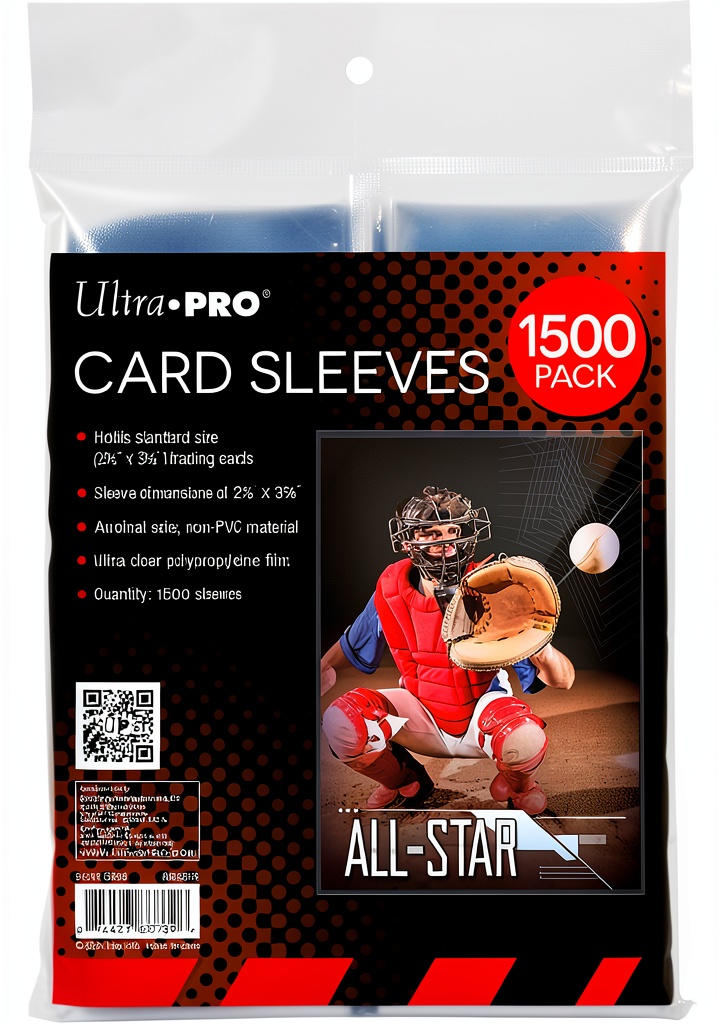 Installing Ultra Pro Clear Card Sleeves Polypropylene on a wooden desk